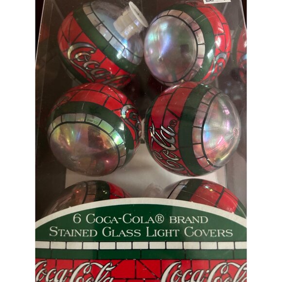 Coca-Cola Stained Glass Light Covers 6-Pack By Cavanagh Christmas Collectibles - Picture 2 of 7